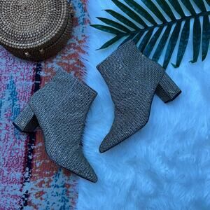 Kurt Geiger Burlington Ankle Boots 36.5 6.5 Gold Rhinestone Leather Block Heeled